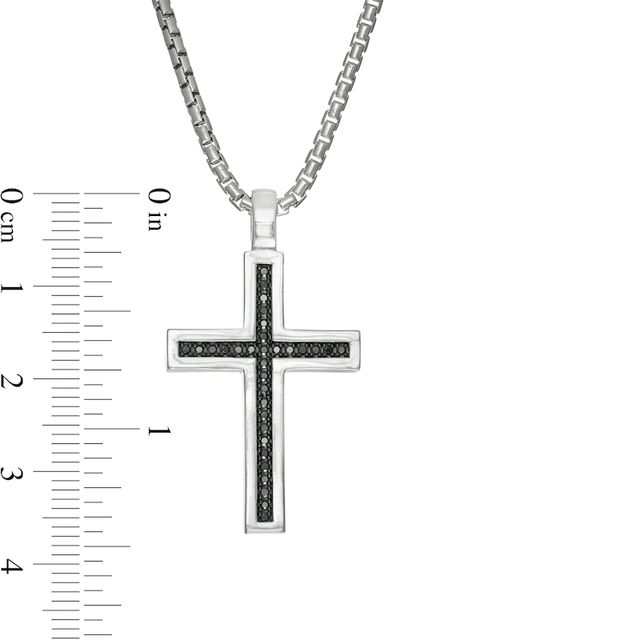 Vera Wang Men 0.23 CT. T.W. Black Diamond Cross Pendant in Sterling Silver - 22"|Peoples Jewellers