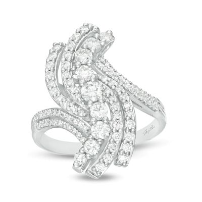 Marilyn Monroe™ Collection 1.00 CT. T.W. Journey Diamond Bypass Ring in 10K White Gold|Peoples Jewellers