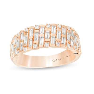Marilyn Monroe™ Collection 0.95 CT. T.W. Baguette and Round Diamond Band in 14K Rose Gold|Peoples Jewellers