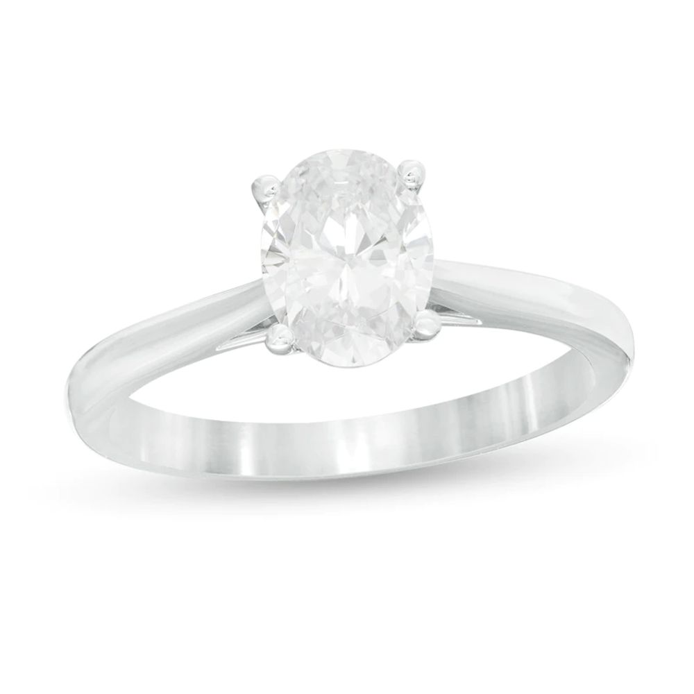 1.00 CT. Certified Oval Diamond Solitaire Engagement Ring in 14K White Gold (K/I3)|Peoples Jewellers