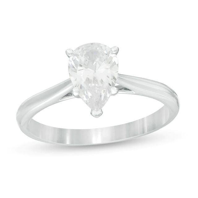 1.00 CT. Certified Pear-Shaped Diamond Solitaire Engagement Ring in 14K White Gold (K/I3)|Peoples Jewellers