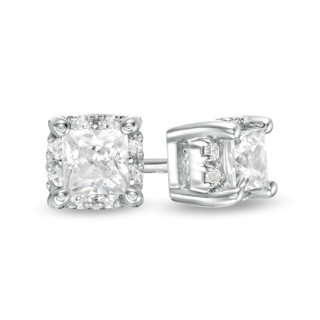 CT. T.W. Certified Canadian Princess-Cut Diamond Frame Stud Earrings in 14K White Gold (I/I2