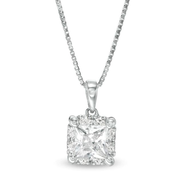 CT. T.W. Certified Canadian Princess-Cut Diamond Frame Pendant in 14K White Gold (I/I2)|Peoples Jewellers