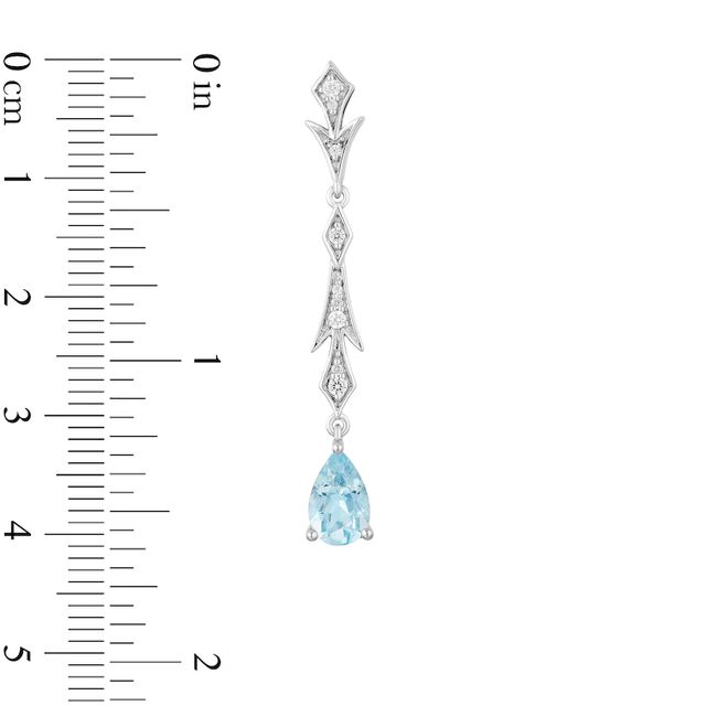 Enchanted Disney Elsa Pear-Shaped Aquamarine and 0.145 CT. T.W. Diamond Frost Drop Earrings in Sterling Silver|Peoples Jewellers
