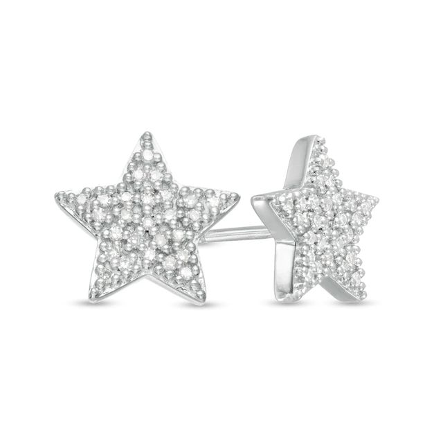 Marilyn Monroe™ Collection 0.119 CT. T.W. Diamond Star Stud Earrings in Sterling Silver|Peoples Jewellers