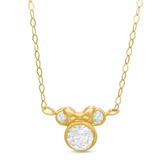 Child's 5.5mm Cubic Zirconia ©Disney Minnie Mouse Necklace in 10K Gold - 13"|Peoples Jewellers