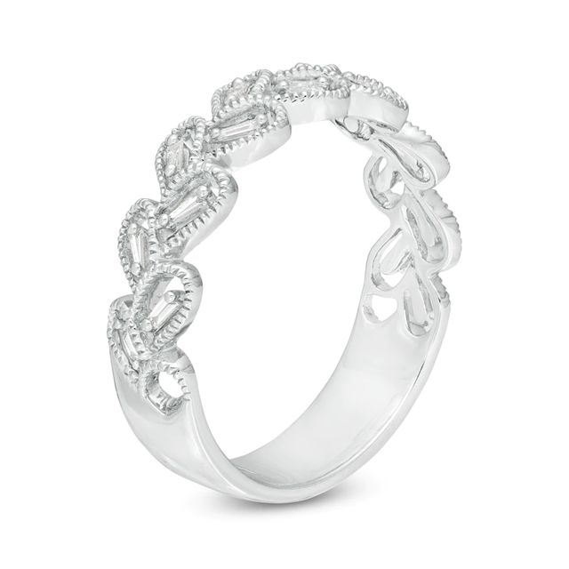 Emmy London 0.12 CT. T.W. Certified Diamond Scallop Shank Anniversary Band in 18K White Gold (F/VS2)|Peoples Jewellers