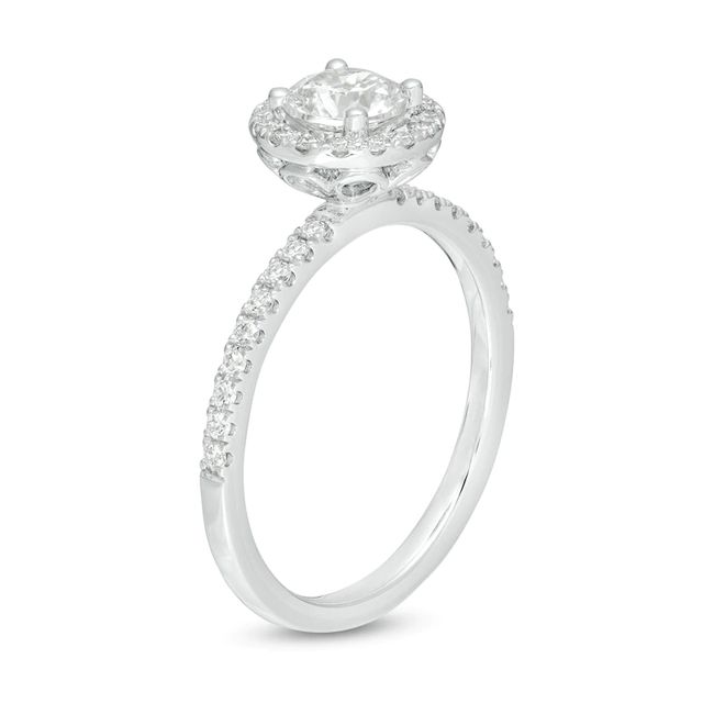Emmy London 1.00 CT. T.W. Certified Diamond Frame Engagement Ring in 18K White Gold (F/VS2)|Peoples Jewellers