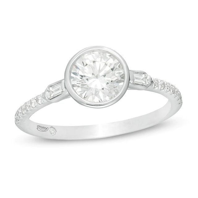 Emmy London 1.13 CT. T.W. Certified Diamond Collar Engagement Ring in 18K White Gold (F/VS2)|Peoples Jewellers