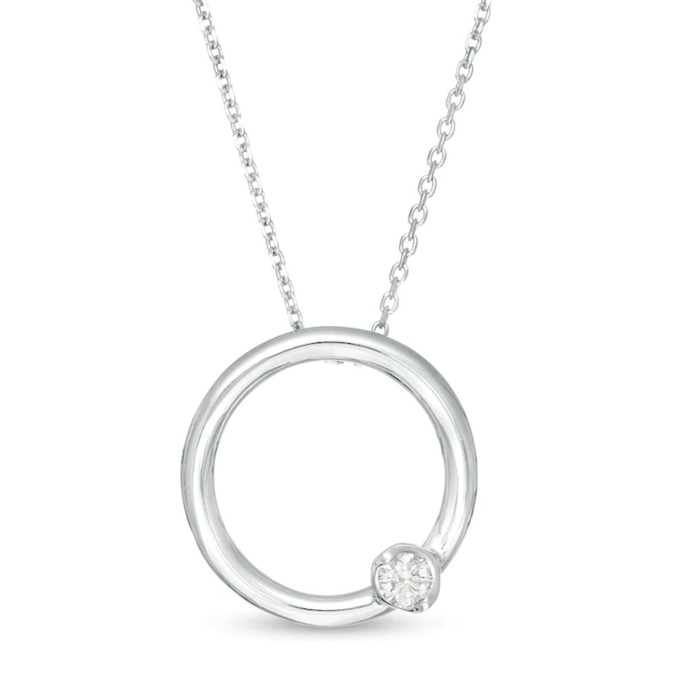 Marilyn Monroe™ Collection 0.085 CT. Diamond Solitaire Circle Pendant in Sterling Silver|Peoples Jewellers