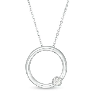 Marilyn Monroe™ Collection 0.085 CT. Diamond Solitaire Circle Pendant in Sterling Silver|Peoples Jewellers