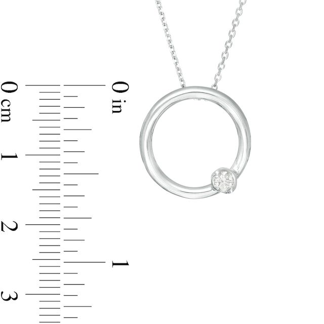 Marilyn Monroe™ Collection 0.085 CT. Diamond Solitaire Circle Pendant in Sterling Silver