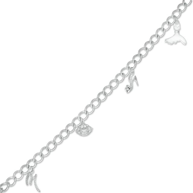 Marilyn Monroe™ Collection 0.23 CT. T.W. Diamond Assortment Charm Bracelet in Sterling Silver - 7.5"|Peoples Jewellers