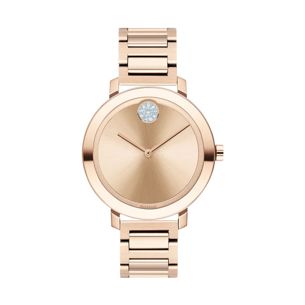 Ladies' Movado Bold® Evolution Crystal Accent Rose-Tone Watch (Model: 3600650)|Peoples Jewellers