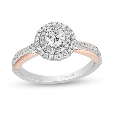 Enchanted Disney Snow White 0.69 CT. T.W. Diamond Frame Engagement Ring in 14K Two-Tone Gold|Peoples Jewellers