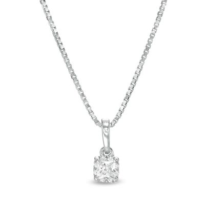 0.12 CT. T.W. Certified Canadian Princess-Cut Diamond Frame Pendant in 14K White Gold (I/I2)|Peoples Jewellers