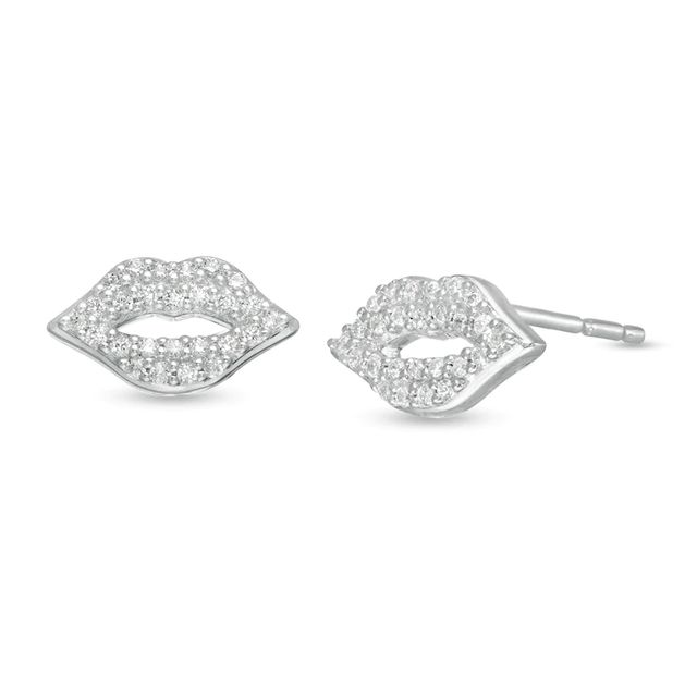Marilyn Monroe™ Collection 0.13 CT. T.W. Diamond Lip Stud Earrings in Sterling Silver|Peoples Jewellers