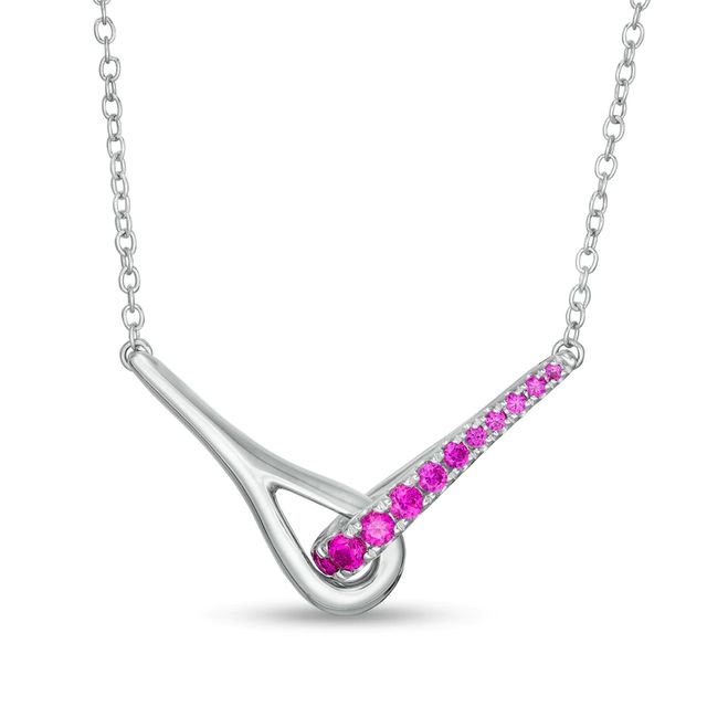 Love + Be Loved Lab-Created Ruby Loop Necklace in Sterling Silver|Peoples Jewellers