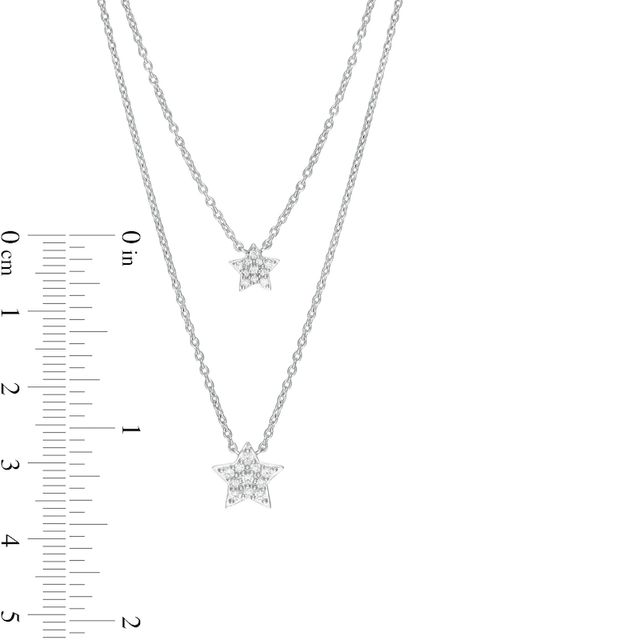 Marilyn Monroe™ Collection 0.18 CT. T.W. Diamond Double Strand Star Necklace in Sterling Silver|Peoples Jewellers