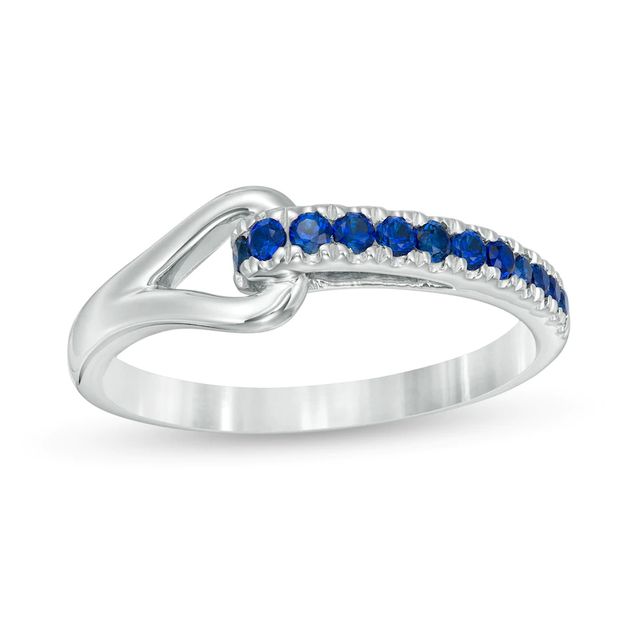 Love + Be Loved Lab-Created Sapphire Heart Loop Ring in Sterling Silver