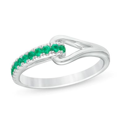 Love + Be Loved Lab-Created Emerald Heart Loop Ring in Sterling Silver|Peoples Jewellers