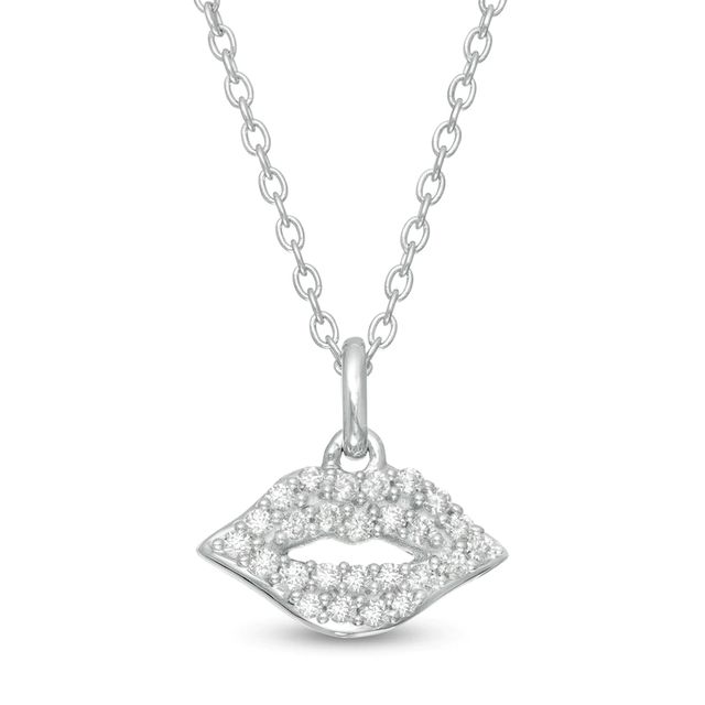 Marilyn Monroe™ Collection 0.13 CT. T.W. Diamond Lips Pendant in Sterling Silver|Peoples Jewellers