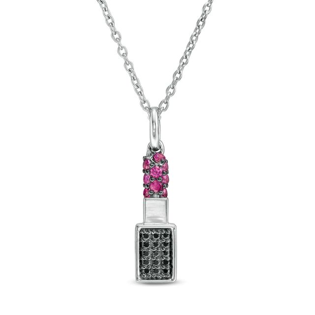 Marilyn Monroe™ Collection Lab-Created Ruby and 0.12 CT. T.W. Black Diamond Pendant in Sterling Silver|Peoples Jewellers