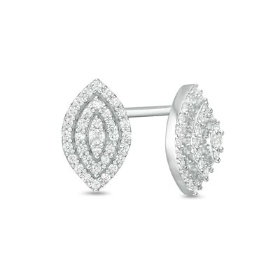 0.15 CT. T.W. Composite Diamond Double Marquise Frame Stud Earrings in 10K White Gold|Peoples Jewellers
