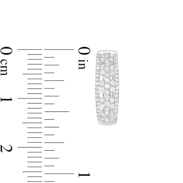 0.50 CT. T.W. Diamond Double Row Hoop Earrings in 10K White Gold|Peoples Jewellers