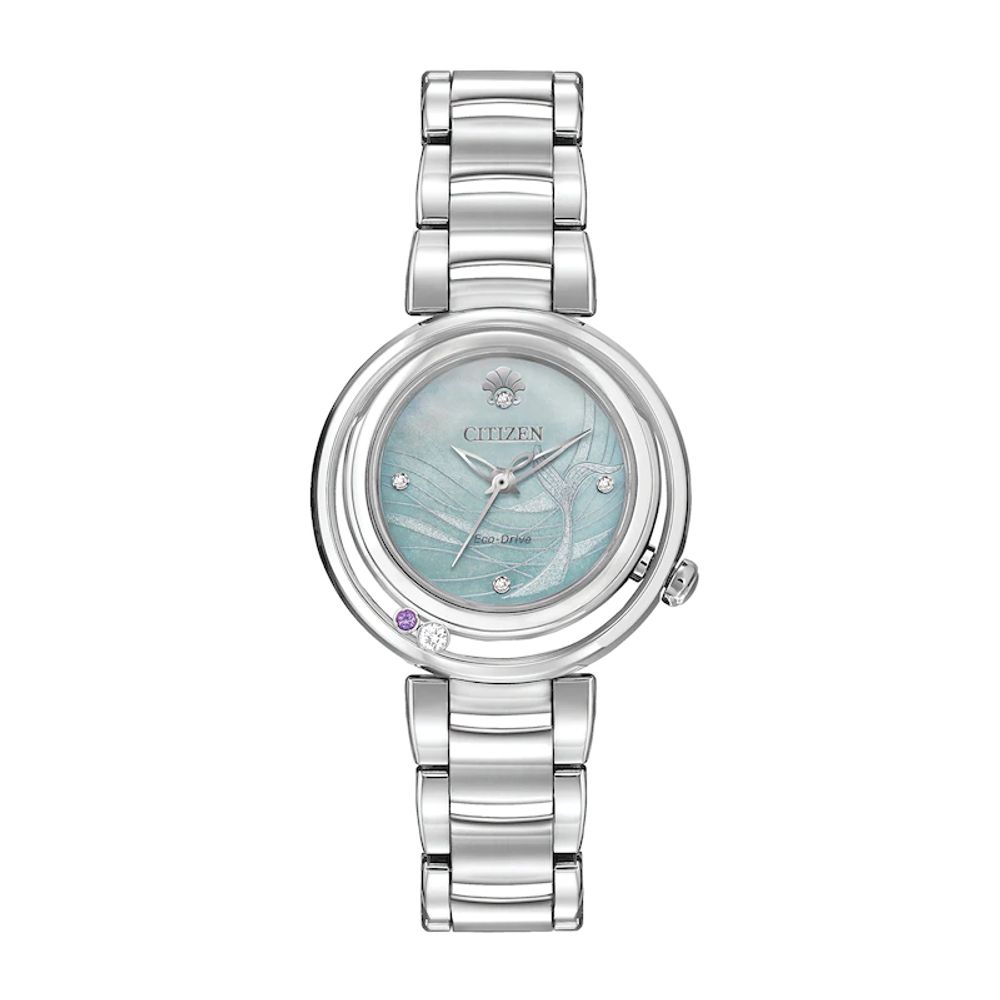 Ladies' Citizen Eco-Drive® Disney Ariel Diamond and Crystal Accent Watch with Mother-of-Pearl Dial (Model: EM0820-56N)|Peoples Jewellers