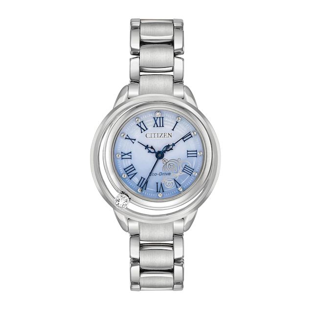 Ladies' Citizen Eco-Drive® Disney Cinderella Diamond Accent Watch with Blue Mother-of-Pearl Dial (Model: EW5510-53N)