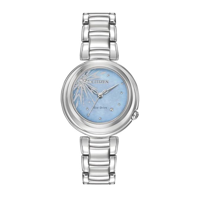 Ladies' Citizen Eco-Drive® Disney Frozen 2 Elsa Diamond Accent Watch with Blue Mother-of-Pearl Dial (Model: EM0580-58N)|Peoples Jewellers