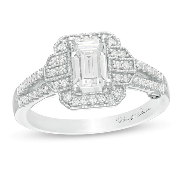 Marilyn Monroe™ Collection 0.69 CT. T.W. Emerald-Cut Diamond Art Deco Vintage-Style Engagement Ring in 14K White Gold