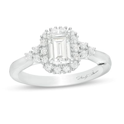 Marilyn Monroe™ Collection 0.95 CT. T.W. Emerald-Cut Diamond Frame Engagement Ring in 14K White Gold|Peoples Jewellers