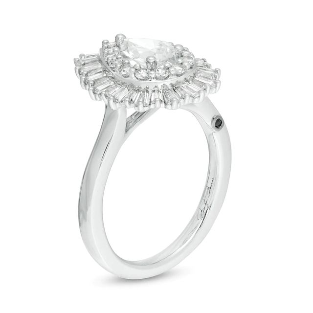 1/2 Ct. T.W. Pear-Shaped Diamond Frame Engagement Ring in 14K White Gold