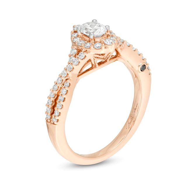 Marilyn Monroe™ Collection 0.69 CT. T.W. Oval Diamond Frame Twist Vintage-Style Engagement Ring in 14K Rose Gold|Peoples Jewellers