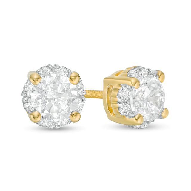 CT. T.W. Certified Canadian Diamond Frame Stud Earrings in 14K Gold (I/I2