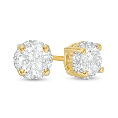 CT. T.W. Certified Canadian Diamond Frame Stud Earrings in 14K Gold (I/I2)|Peoples Jewellers