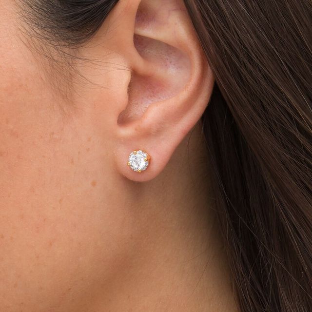 CT. T.W. Certified Canadian Diamond Frame Stud Earrings in 14K Gold (I/I2)|Peoples Jewellers