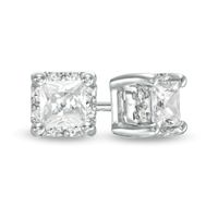 0.50 CT. T.W. Certified Canadian Princess-Cut Diamond Frame Stud Earrings in 14K White Gold (I/I2)|Peoples Jewellers