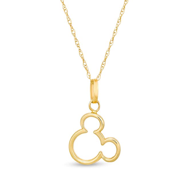 Child's ©Disney Tilted Mickey Mouse Silhouette Pendant in 10K Gold - 13"|Peoples Jewellers