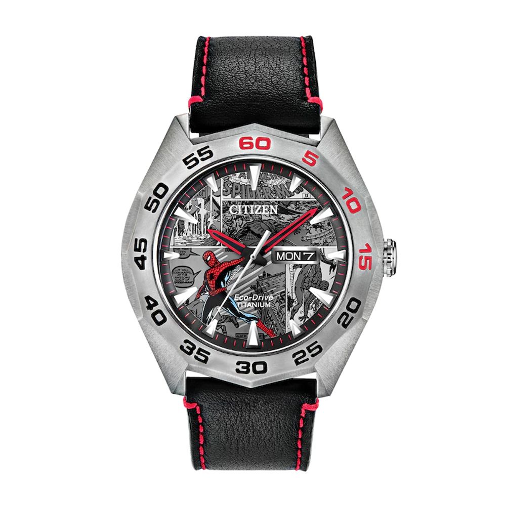 Men's Citizen Eco-Drive® Spider-Man Limited Edition Super Titanium™ Strap Watch with Grey Dial (Model: AW0061-01W)|Peoples Jewellers