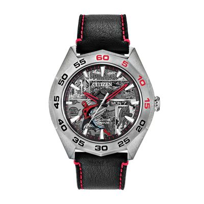 Men's Citizen Eco-Drive® Spider-Man Limited Edition Super Titanium™ Strap Watch with Grey Dial (Model: AW0061-01W)|Peoples Jewellers