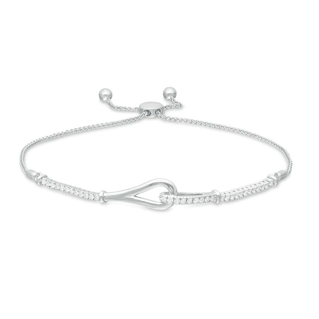 Love + Be Loved 0.50 CT. T.W. Diamond Loop Bolo Bracelet in 10K White Gold - 9.0"|Peoples Jewellers