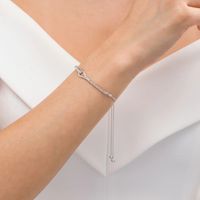 Love + Be Loved 0.50 CT. T.W. Diamond Loop Bolo Bracelet in 10K White Gold - 9.0"|Peoples Jewellers