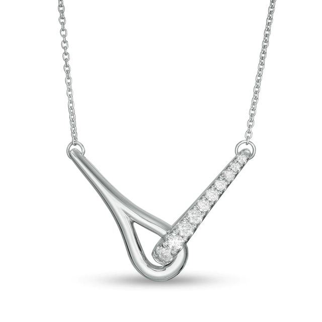 Love + Be Loved 0.25 CT. T.W. Diamond Loop Necklace in 10K White Gold|Peoples Jewellers