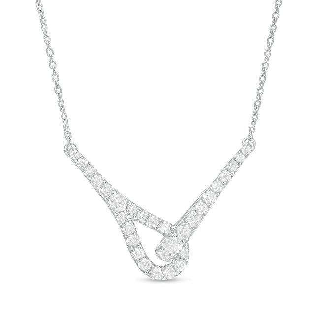 Love + Be Loved 0.50 CT. T.W. Diamond Loop Necklace in 10K White Gold|Peoples Jewellers