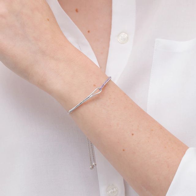 Love + Be Loved Amethyst Loop Bolo Bracelet in Sterling Silver - 9.5"|Peoples Jewellers