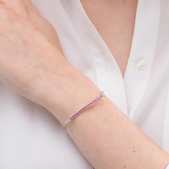 Love + Be Loved Lab-Created Ruby Loop Bolo Bracelet in Sterling Silver - 9.5"|Peoples Jewellers