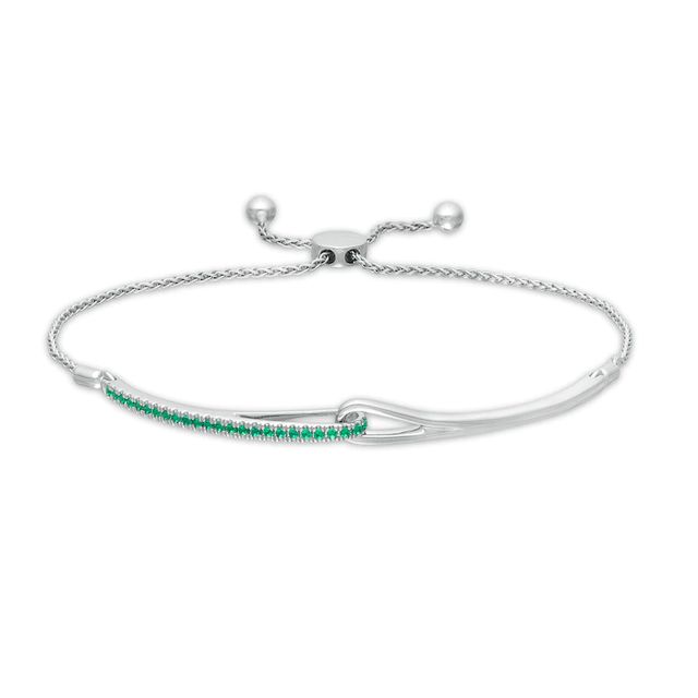 Love + Be Loved Lab-Created Emerald Loop Bolo Bracelet in Sterling Silver - 9.5"|Peoples Jewellers